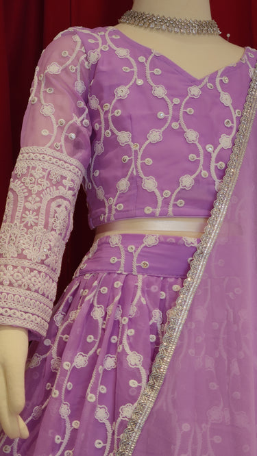 Girls Lavender Lehenga with Boutique Blouse and Shawl