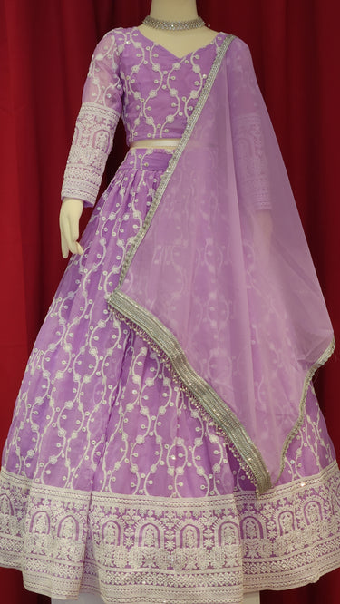 Girls Lavender Lehenga with Boutique Blouse and Shawl