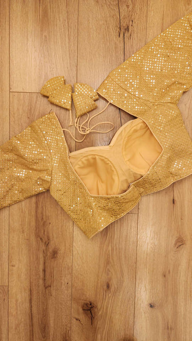 Golden Half Sleeve Boutique Blouse Sunlit Charm