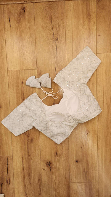White blouse with silver sequin work