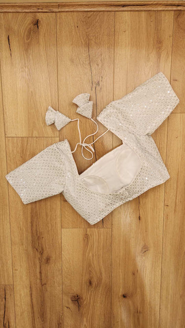 White half sleeve sequin work Blouse elsa