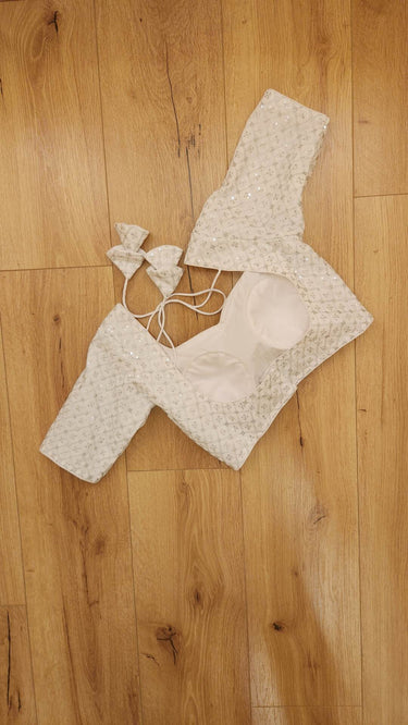 White blouse with sequin work Amber