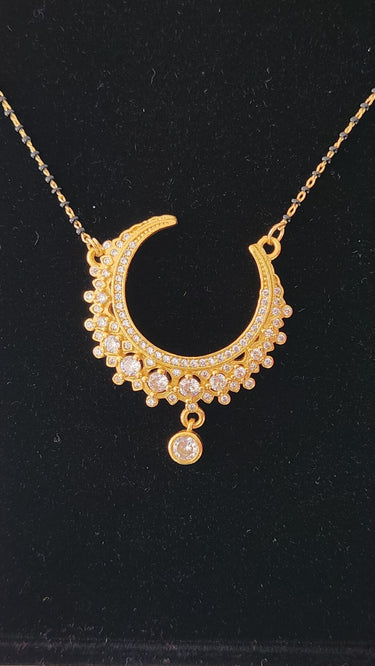 Women's Choice Gold Imitation Half Moon Mangalsutra