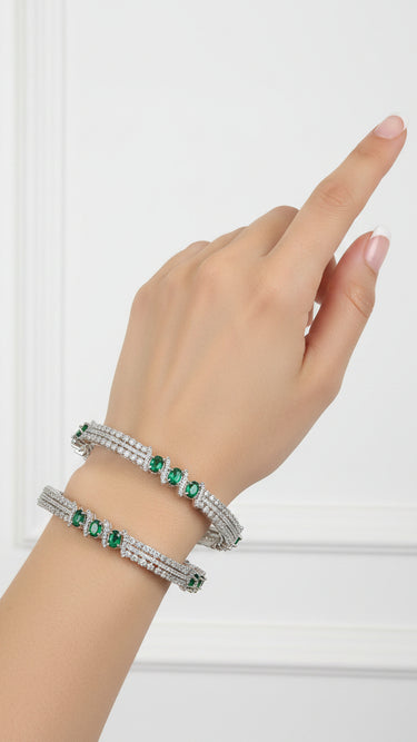 AD Bangles Emerald Green and White