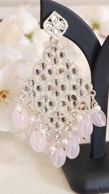 Baby Pink Beads slim Earrings