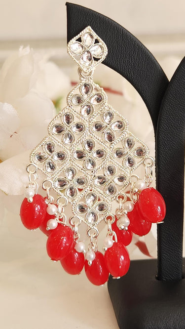 Red Beads slim Earrings