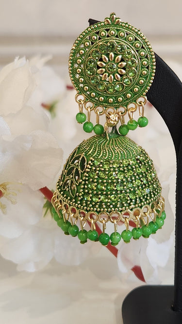 Golden mix Cage Earrings light Green