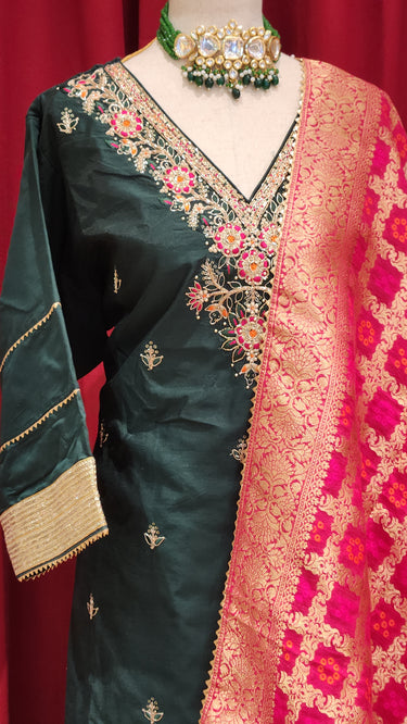 Multi Color Embroidered Kurta with Pajama and Shawl