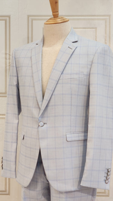 Mens Plaid Suit in Light Blue