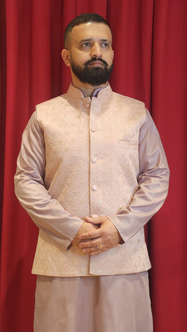 Malai Silk Resham Nehru Jacket