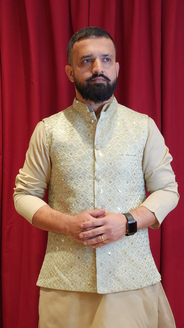 Malai Silk Resham Nehru Jacket