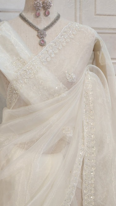 White Jimmy Choo Handwork Saree