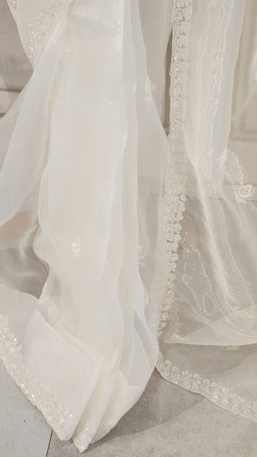 White Jimmy Choo Handwork Saree