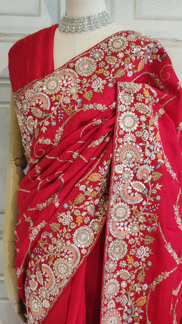 Heavy Jaal Saree with Handwork