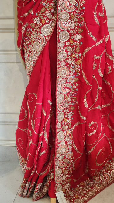 Heavy Jaal Saree with Handwork