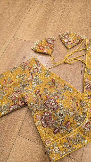 Multicolor Half Sleeve Blouse in Yellow Base