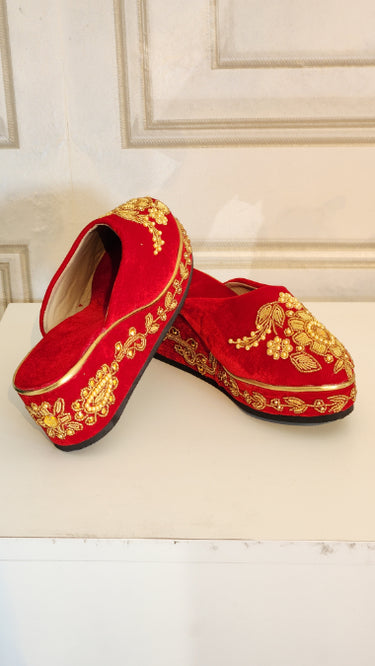 Bridal Hand Embroidered Velvet Jutti Zari
