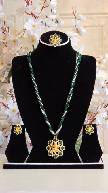 Chiffon pote with Hydro Crystal American Diamond Pendent Avighna