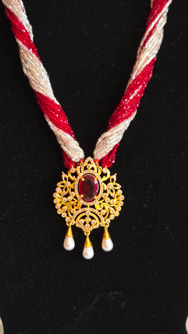 Chiffon pote with Hydro Crystal gold imitation Pendent Misha