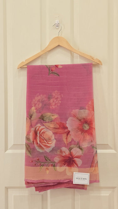Floral Saya Saree with Gold Foil