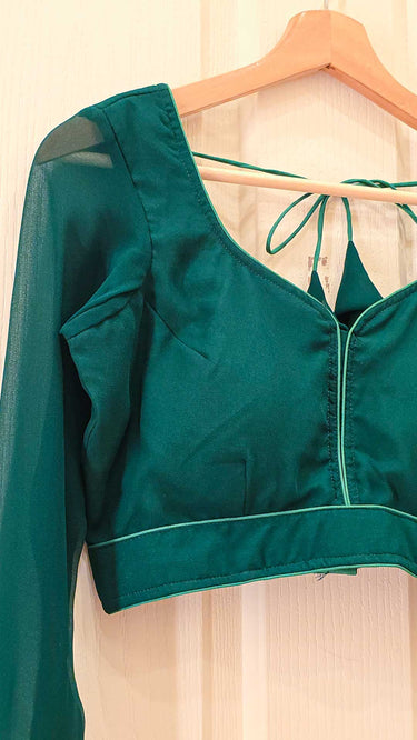 Green Plain Georgette Tailored Blouse