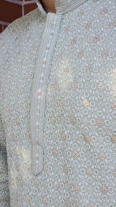 Thread Embroidered Rayon Kurta with Sequinwork