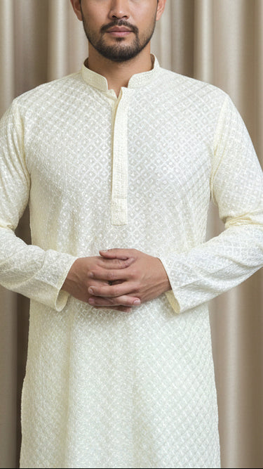 Mens Rayon Kurta In Cream