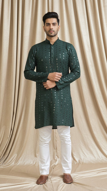 Mens Rayon Kurta In Green