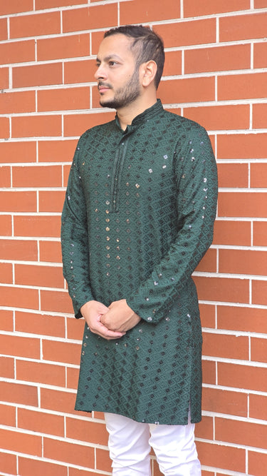 Mens Rayon Kurta In Green