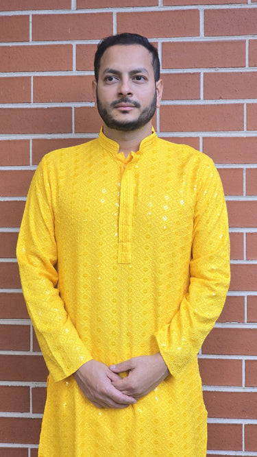 Mens Rayon Kurta In Yellow