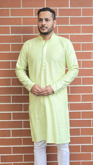 Mens Rayon Kurta In Pista Green