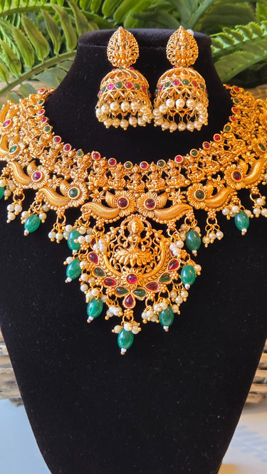 Brass Temple Jewellery Necklace with Earrings Amrita