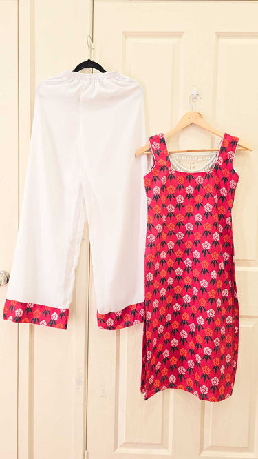 Dhaka Rhododendron Kurti Top with Palazzo Pant