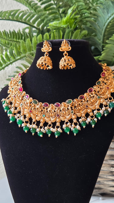 Brass Temple Jewellery Necklace with Earrings Kanaka