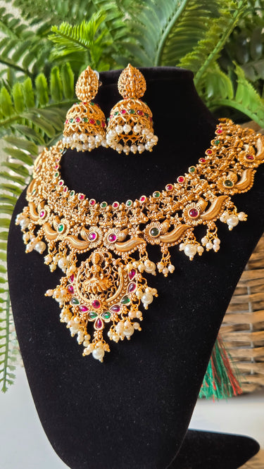 Brass Temple Jewellery Necklace with Earrings Nirmala