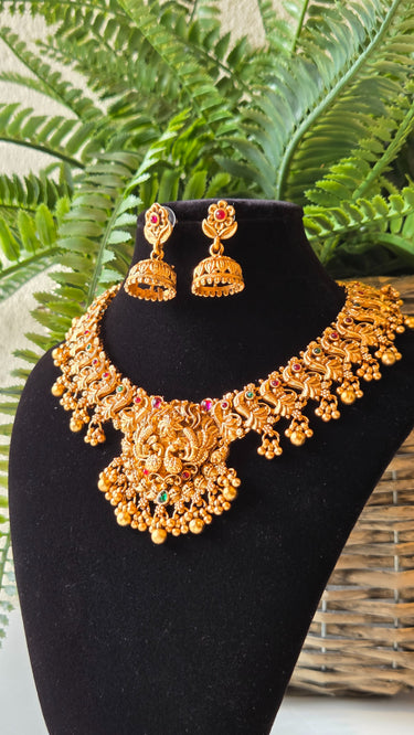 Brass Temple Jewellery Necklace with Earrings Bhavya