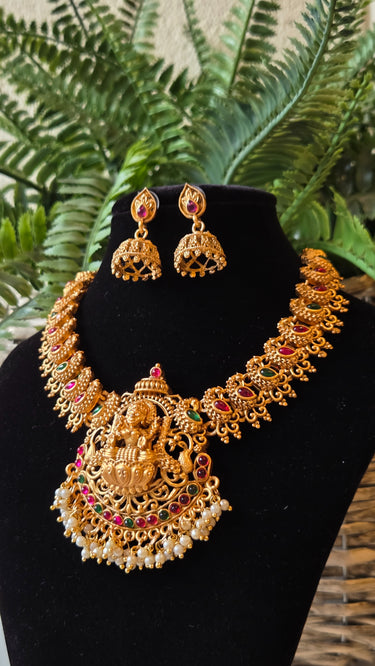 Brass Temple Jewellery Necklace with Earrings Meera