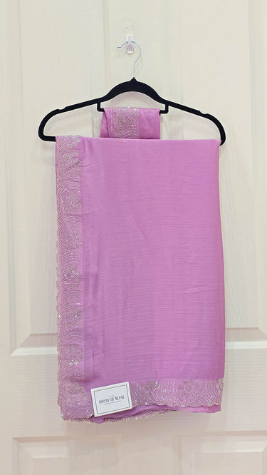 Shine Chiffon Saree with Swarovski Border