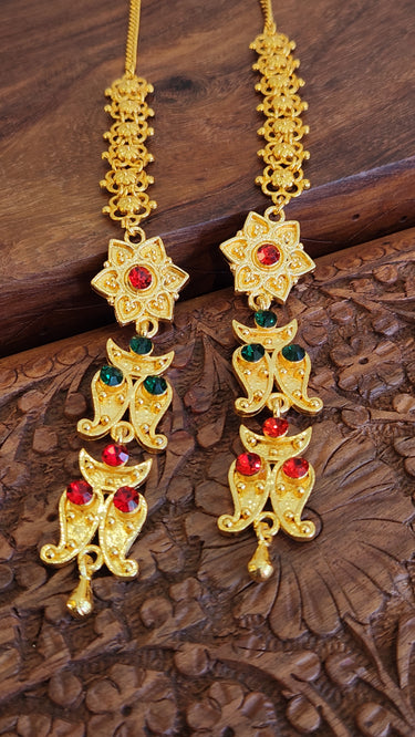 Gold Imitation Yarling Earrings with chain