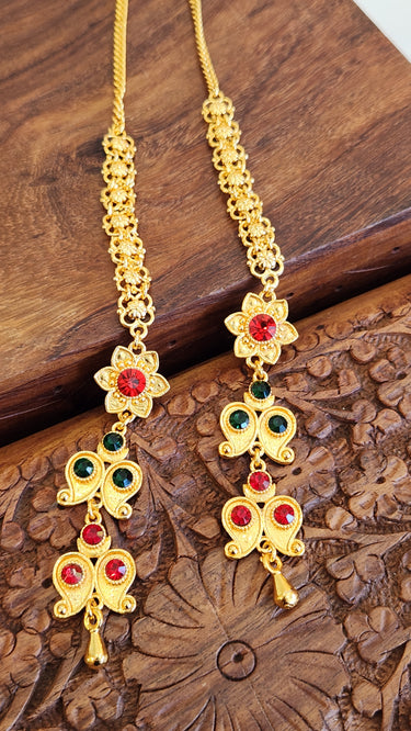 Gold Imitation Yarling Earrings with chain