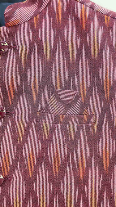 Dhaka Mens Waistcoat in Maroon Base