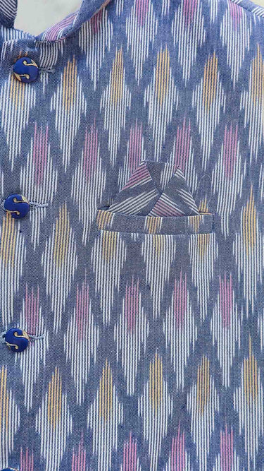 Dhaka Mens Waistcoat in Blue Base