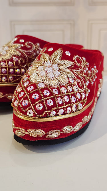 Bridal Hand Embroidered Velvet Jutti Laligurans