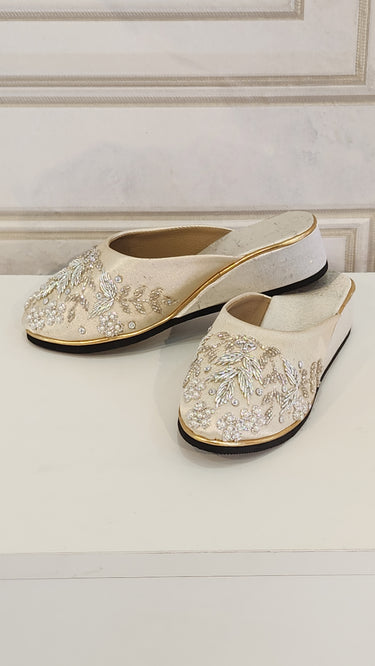 Traditional Silver Zari Embroidered Mules