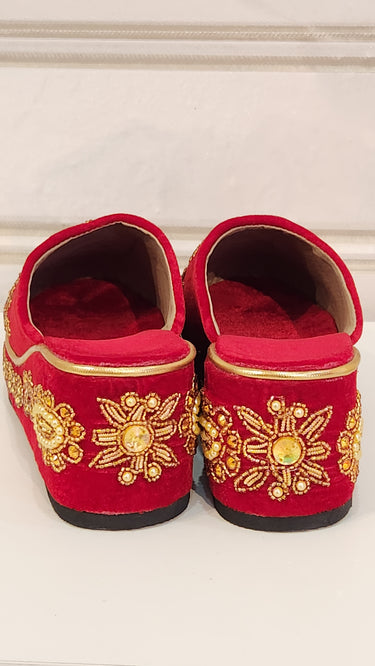 Bridal Hand Embroidered Velvet Jutti Sunflower