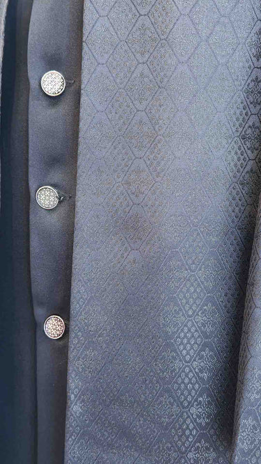 Jacquard Silk Indo Western Set in Black