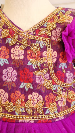 Purple Handwork Pasni Frock for Baby Girl