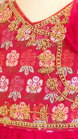 Hot Pink Handwork Pasni Frock for Baby Girl