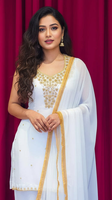 White Halterneck Handwork Sharara
