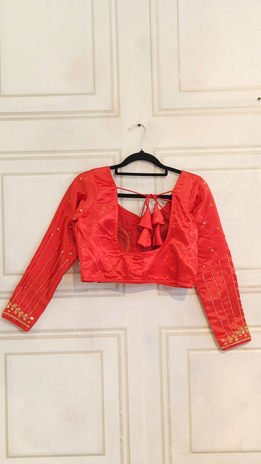 Red Ruby Silk Hand Embroidered Blouse
